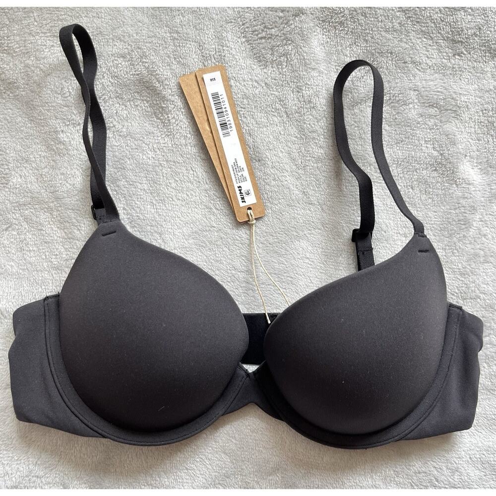 Skims 32B Fits Everybody Push Up Demi Bra BA-DEM-9222 Onyx Black Enhancing NEW